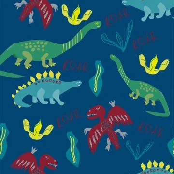 Vector seamless pattern with dinosaurs Stock-Illustration