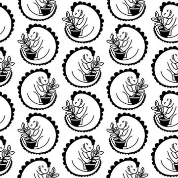 Vector seamless pattern with dinosaurs Stock Illustration