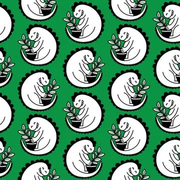 Vector seamless pattern with dinosaurs Stock Illustration