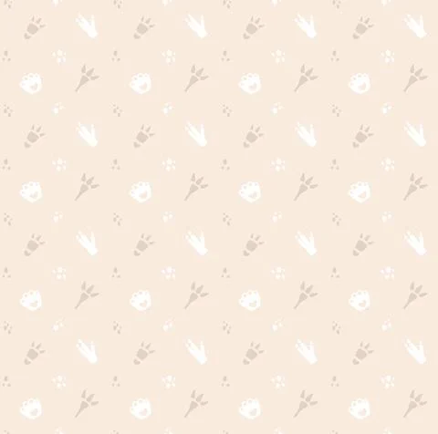 Vector seamless pattern with dinosaurs paws on a beige background. Pattern for Ilustración de archivo