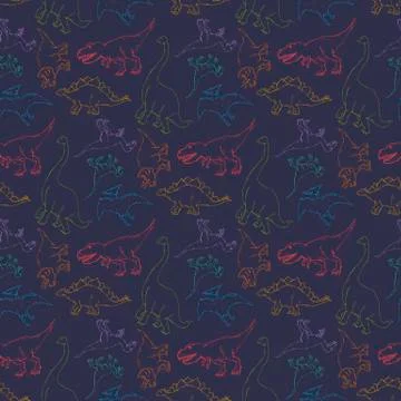 Vector seamless pattern with dinosaurs vector backgorund Stock Illustration