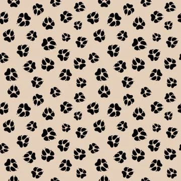 Vector seamless pattern with dirty dog or wolf paw footprints イラスト素材