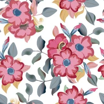 Vector seamless pattern displaying bold flowers. Elegance Seamless background Illustrazione stock