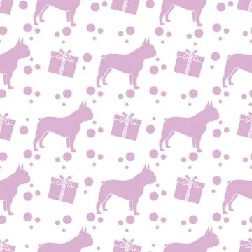Vector seamless pattern Dog Gift Pet New Year Xmas Illustrazione stock