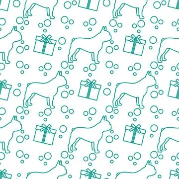 Vector seamless pattern Dog Gift Pet New Year Xmas 스톡 일러스트
