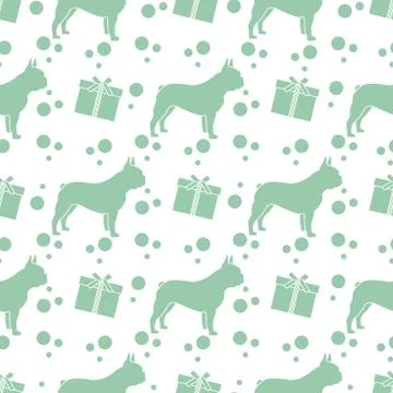 Vector seamless pattern Dog Gift Pet New Year Xmas Illustrazione stock