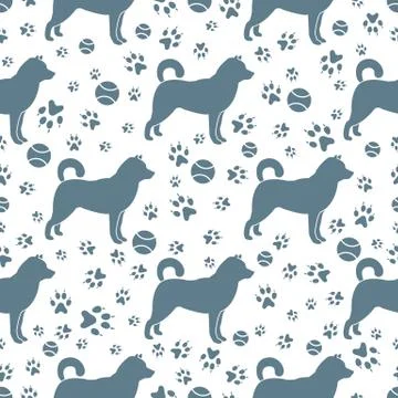 Vector seamless pattern Dog, paw tracks Pet animal Stock Illustration