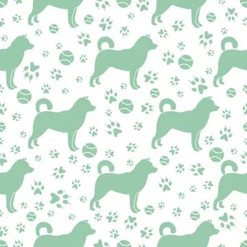 Vector seamless pattern Dog, paw tracks Pet animal Stock Illustration