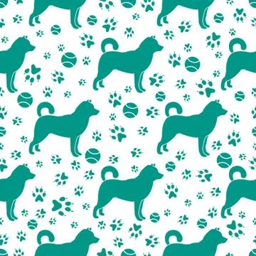 Vector seamless pattern Dog, paw tracks Pet animal Illustrazione stock