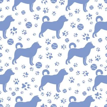 Vector seamless pattern Dog, paw tracks Pet animal Stock Illustration