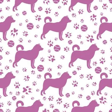 Vector seamless pattern Dog, paw tracks Pet animal Illustrazione stock