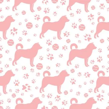 Vector seamless pattern Dog, paw tracks Pet animal Illustrazione stock