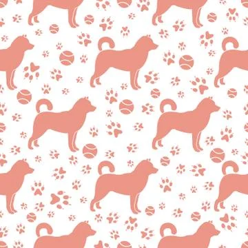Vector seamless pattern Dog, paw tracks Pet animal Stock Illustration