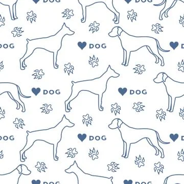 Vector seamless pattern with dogs, dog tracks Pet Stock Illustration