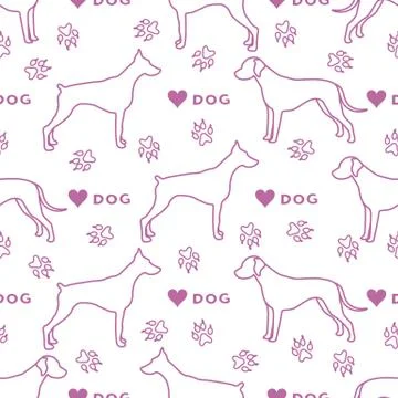 Vector seamless pattern with dogs, dog tracks Pet Illustrazione stock