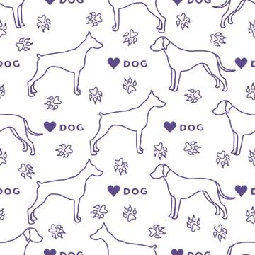 Vector seamless pattern with dogs, dog tracks Pet Stock Illustration