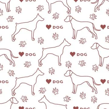 Vector seamless pattern with dogs, dog tracks Pet Stock Illustration