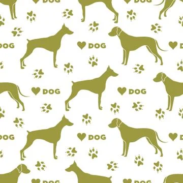 Vector seamless pattern with dogs, dog tracks Pet Stock Illustration
