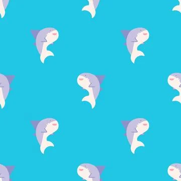 Vector seamless pattern with dolphins Stock Illustration