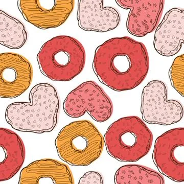 Vector seamless pattern with donuts and cookies Stock Illustration
