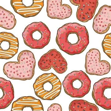 Vector seamless pattern with donuts and cookies Stock Illustration