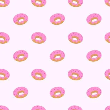 Vector seamless pattern with donuts glaze and sprinkles. Stock Illustration