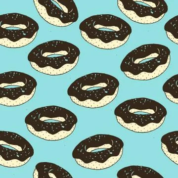 Vector seamless pattern with donuts Stock Illustration