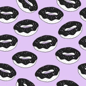 Vector seamless pattern with donuts Stock Illustration