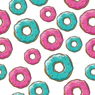 Vector seamless pattern with donuts Stock Illustration