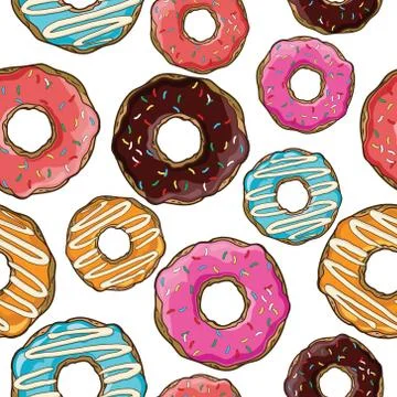 Vector seamless pattern with donuts Stock Illustration