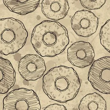 Vector seamless pattern with donuts Stock Illustration