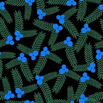 Vector seamless pattern Doodle berry and Leaves Stock Illustration