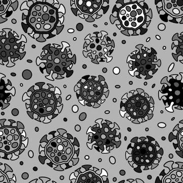 Vector seamless pattern with doodle coronavirus elements Иллюстрация