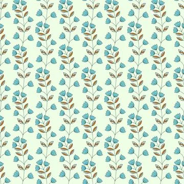 Vector seamless pattern with doodle hand drawn flowers. Beautiful stylised Stock Illustration
