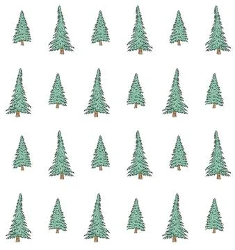 Vector seamless pattern of doodle sketch spruce Stock Illustration