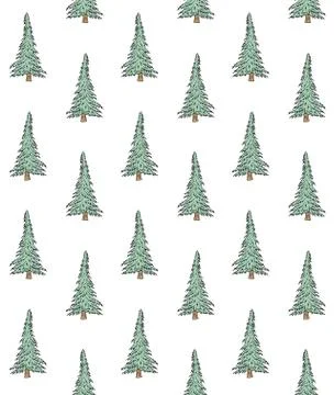 Vector seamless pattern of doodle sketch spruce Stock Illustration