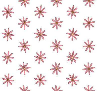 Vector seamless pattern of doodle sketch flower Stock Illustration