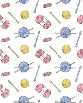 Vector seamless pattern of doodle sketch threads Stock Illustration