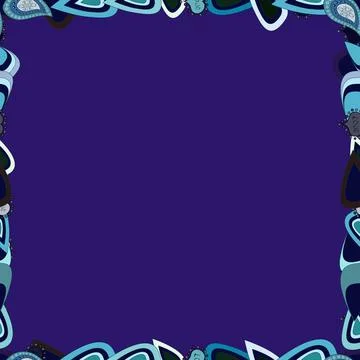Vector. Seamless pattern. Doodles elements hand drawn frames. Picture in blue, b Illustrazione stock