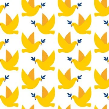 Vector seamless pattern with doves of peace Stock Illustration