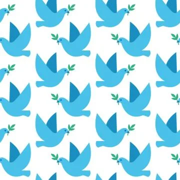 Vector seamless pattern with doves of peace Stock Illustration