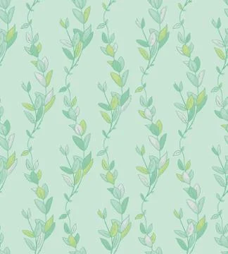 Vector Seamless Pattern with Drawn Branches, Plants Stock Illustration