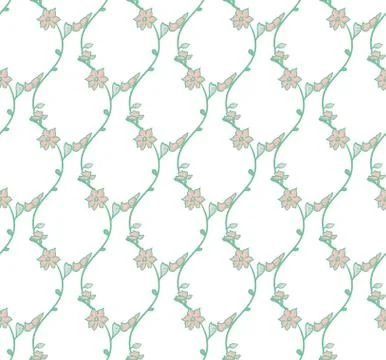 Vector Seamless Pattern with Drawn Branches, Plants Stock Illustration