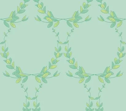 Vector Seamless Pattern with Drawn Branches, Plants Stock Illustration