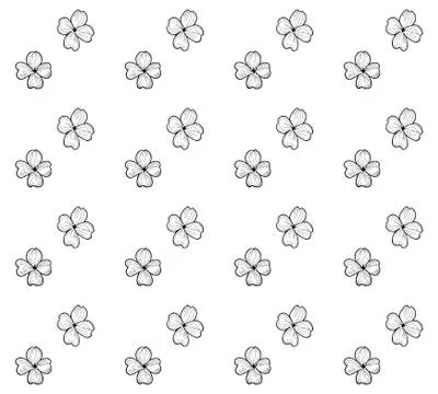 Vector Seamless Pattern with Drawn Flowers, Blossom Stock Illustration