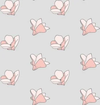 Vector Seamless Pattern with Drawn Flowers, Blossom Stock Illustration