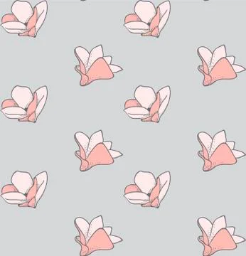 Vector Seamless Pattern with Drawn Flowers, Blossom Stock Illustration