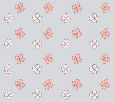 Vector Seamless Pattern with Drawn Flowers, Blossom Stock Illustration