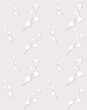 Vector Seamless Pattern with Drawn Flowers, Florals Stock Illustration