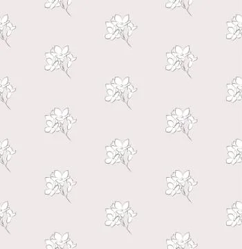 Vector Seamless Pattern with Drawn Flowers, Florals Stock Illustration